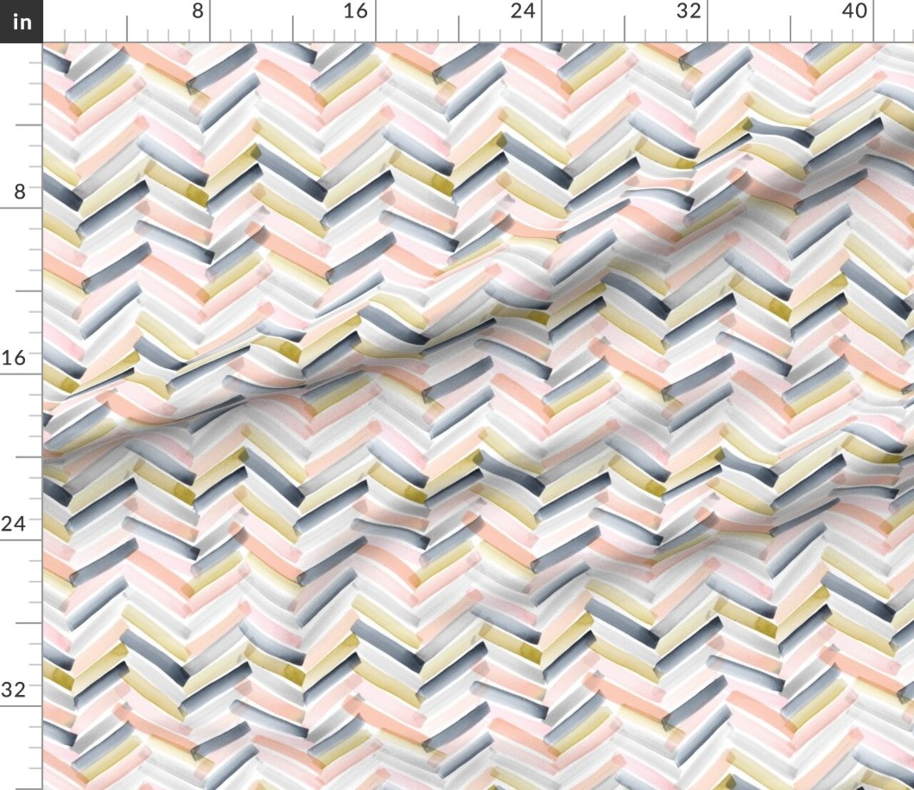 Chevron Blush Navy Pink Stripe Gray Mustard Modern Watercolor Herringbone Geometric Custom Printed Fabric by Spoonflower Various Fabrics by the Yard or Fat Quarter